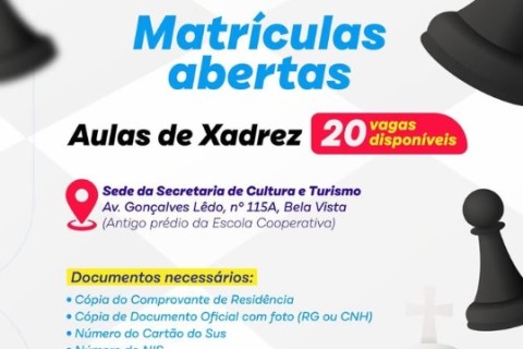 Prefeitura de Teixeira de Freitas abre matrículas para aulas gratuitas de xadrez