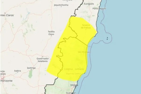 Inmet coloca extremo sul baiano em alerta amarelo para acumulado de chuvas